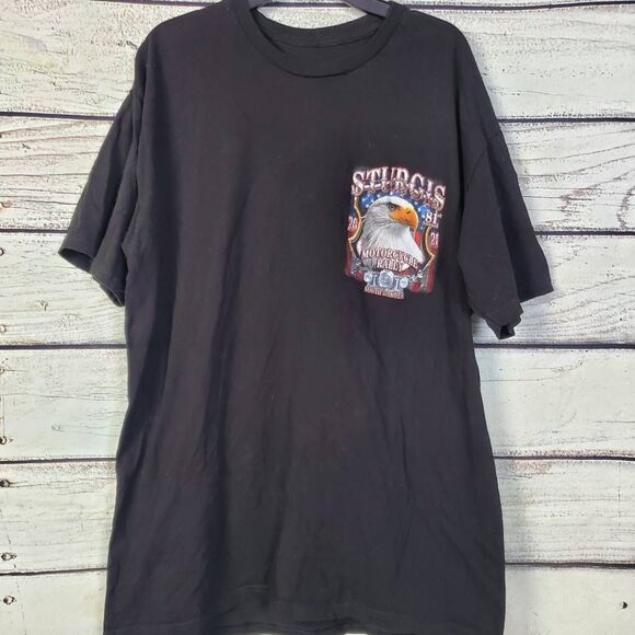 Sturgis 2021 Motorcycle Rally T-Shirt Men’s XL Black Bald Eagle Graphic Tee - Picture 1 of 6